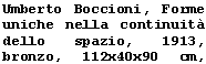 Text Box: Umberto Boccioni, Forme uniche nella continuit dello spazio, 1913, bronzo, 112x40x90 cm, Milano, Civiche Raccolte d'Arte