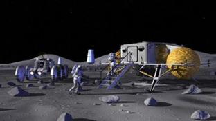 Rappresentazione artistica di una base lunare. (NASA)