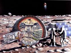 Base lunare con modulo gonfiabile, rappresentazione artistica. (NASA)
