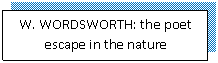 Text Box: W. WORDSWORTH: the poet escape in the nature