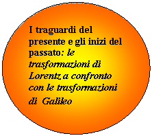 Oval: I traguardi del presente e gli inizi del passato: le trasformazioni di Lorentz a confronto con le trasformazioni di  Galileo