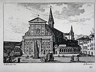 Incisione raffigurante Piazza Santa Maria Novella, F. Fontani, 'Viaggio pittorico della Toscana', Firenze, per V. Batelli, 1827 (3 ed.).