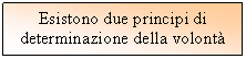 Text Box: Esistono due principi di determinazione della volont