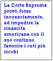 Text Box: La Corte Suprema prov,forse inconsciamente, ad impedire la rinascita americana con il suo continuo favorire i ceti pi ricchi

