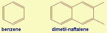 le molecole di benzene e di dimetilnaftalene