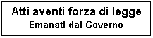 Text Box: Atti aventi forza di legge
Emanati dal Governo
