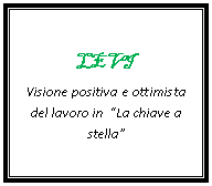 Text Box: LEVI
Visione positiva e ottimista del lavoro in  