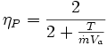 eta _P = frac   } ,!