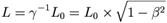 L = gamma ^ L_0 = L_0 times sqrt