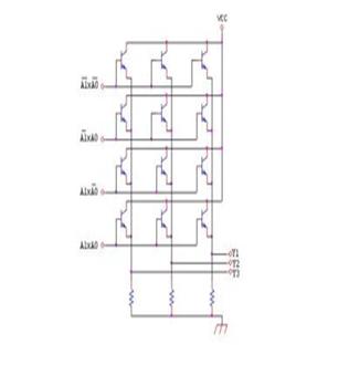 Schema elettrico di una memoria ROM a transistor BJT.