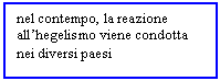 Text Box: nel contempo, la reazione all'hegelismo viene condotta nei diversi paesi