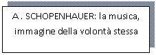 Text Box: A . SCHOPENHAUER: la musica, immagine della volont stessa