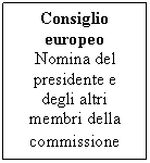 Text Box: Consiglio europeo
Nomina del presidente e degli altri membri della commissione
