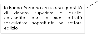 Line Callout 2: la Banca Romana emise una quantit di denaro superiore a quella consentita per le sue attivit speculative, soprattutto nel settore edilizio